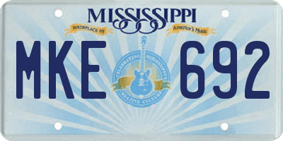 MS license plate MKE692