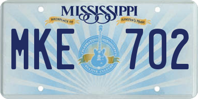 MS license plate MKE702