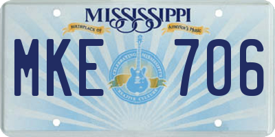 MS license plate MKE706