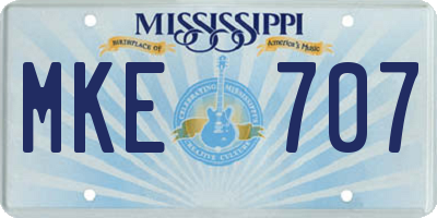 MS license plate MKE707