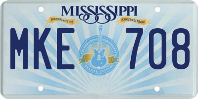 MS license plate MKE708