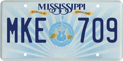 MS license plate MKE709