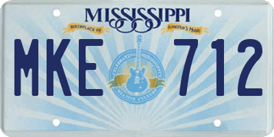 MS license plate MKE712