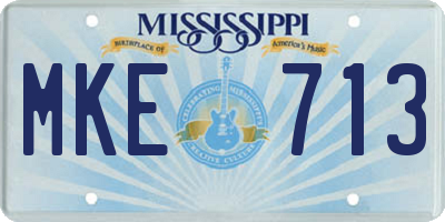MS license plate MKE713