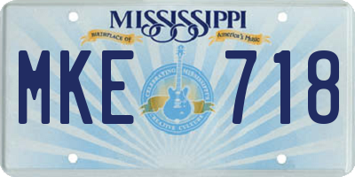 MS license plate MKE718
