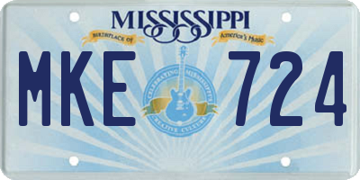 MS license plate MKE724