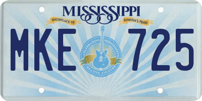MS license plate MKE725