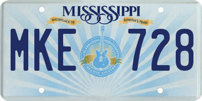 MS license plate MKE728