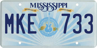 MS license plate MKE733