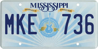 MS license plate MKE736