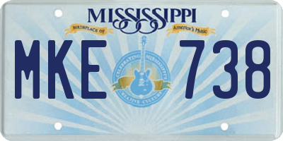 MS license plate MKE738