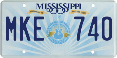 MS license plate MKE740