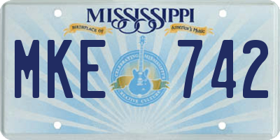 MS license plate MKE742