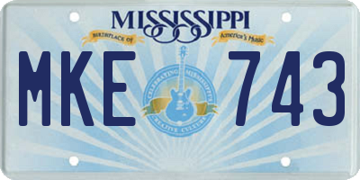 MS license plate MKE743