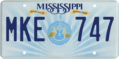 MS license plate MKE747