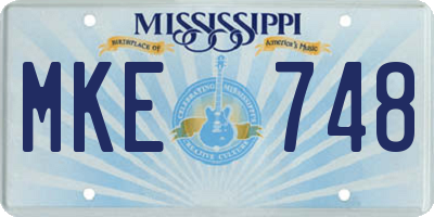 MS license plate MKE748