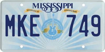 MS license plate MKE749