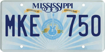 MS license plate MKE750