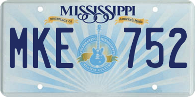 MS license plate MKE752