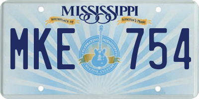 MS license plate MKE754