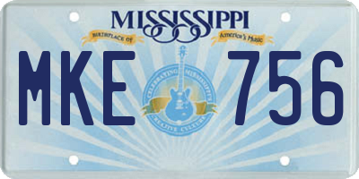 MS license plate MKE756