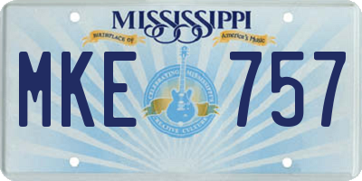 MS license plate MKE757