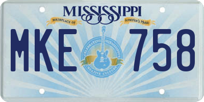 MS license plate MKE758