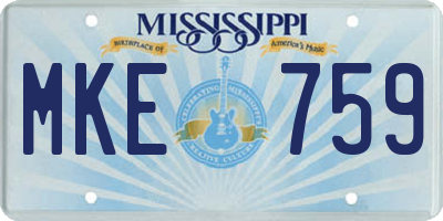 MS license plate MKE759