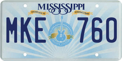 MS license plate MKE760