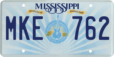 MS license plate MKE762