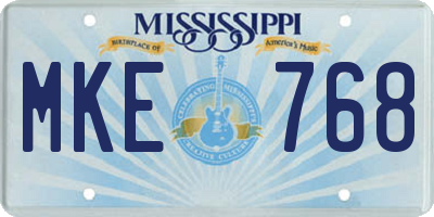 MS license plate MKE768