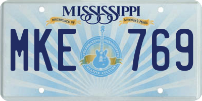 MS license plate MKE769