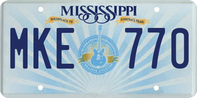 MS license plate MKE770