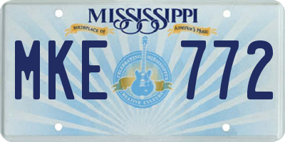 MS license plate MKE772