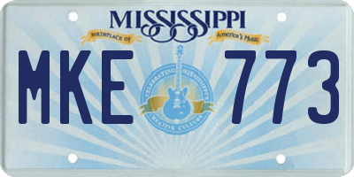 MS license plate MKE773