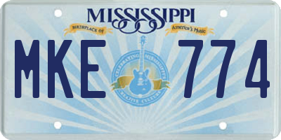 MS license plate MKE774
