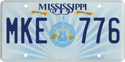 MS license plate MKE776