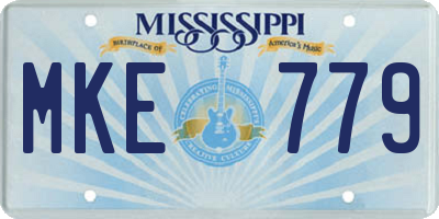 MS license plate MKE779