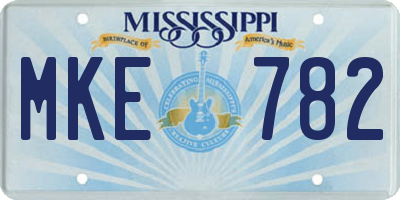 MS license plate MKE782
