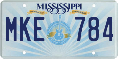 MS license plate MKE784