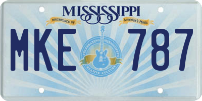 MS license plate MKE787