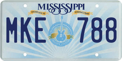 MS license plate MKE788