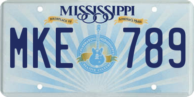MS license plate MKE789