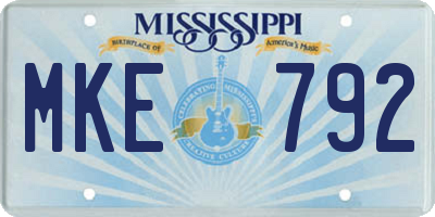 MS license plate MKE792
