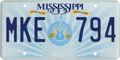 MS license plate MKE794