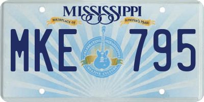 MS license plate MKE795