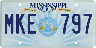 MS license plate MKE797