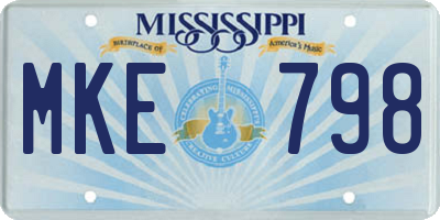 MS license plate MKE798