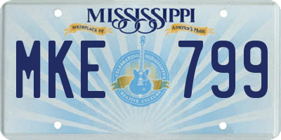 MS license plate MKE799