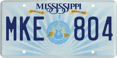 MS license plate MKE804